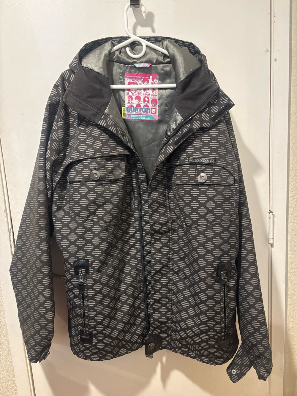 Burton Black & Gray Patterned Kids Raincoat